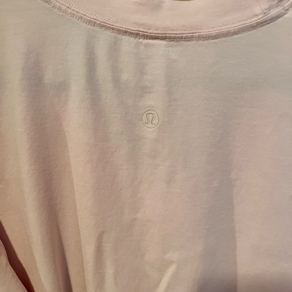 lululemon All Yours Tie Back Tee Size 8 Light Pink Pima Cotton - Picture 4 of 10